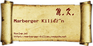 Marberger Kilián névjegykártya